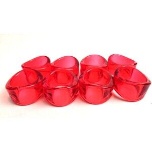 Set of 8 Vintage Lucite Plastic Translucent Red Napkin Holders